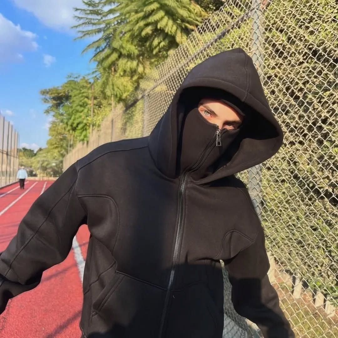 Men's Full Sleeves Zipper Hoodie with Mask